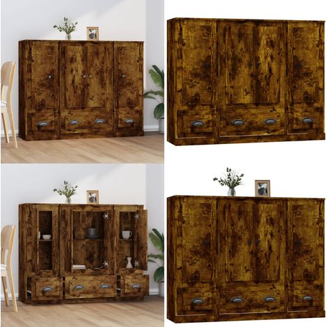 Buffets 3 pcs chêne fumé bois d'ingénierie - Buffet chêne fumé - Buffet bois d'ingénierie (1/5)