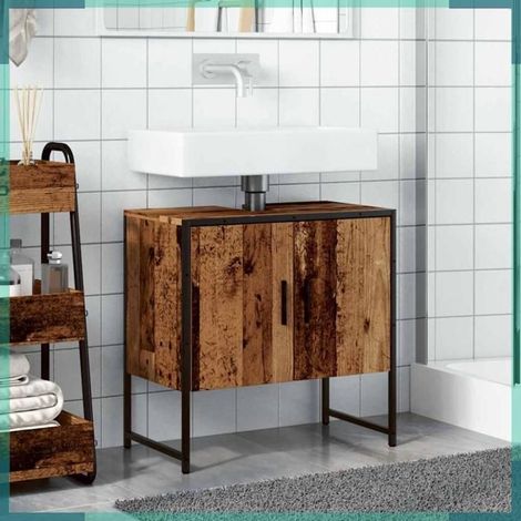 Armoire lavabo de salle de bain - 857702 - Vieux bois - 60x33x60 cm - Bois d'ingénierie (1/5)