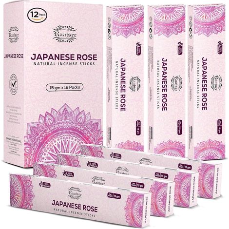 Räucherstäbchen 12 Stück 15 g organisch Aromatherapie Rose (1/5)