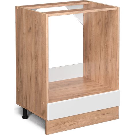 Mobile per forno da incasso R-Line, Bianco lucido, 60 cm senza piano di lavoro, Vicco