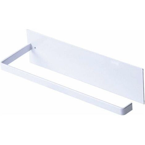 Porte Essuie-Tout, Porte-Papier Cuisine Mural, Supports pour Papier Essuie Tout sans Perçage, Porte-Rouleau Cuisine en Métal, Dérouleur Sopalin Auto-Adhésif Cuisine, 25cm - Blanc (1/5)