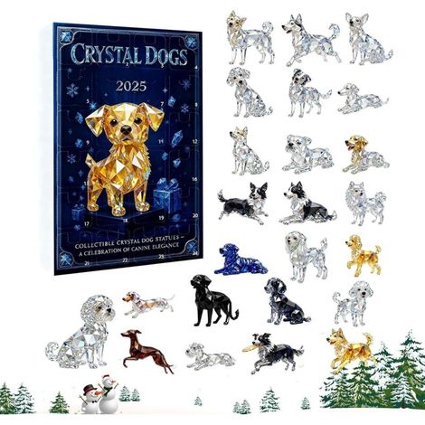 Calendrier de l'Avent Chien 2025  Décoration acrylique 2D  Compte à rebours de 24 jours avec pendentif chien – Pour la maison, le sapin de Noël, le mur, la fenêtre, cadeau de Noël pour adultes (1/5)