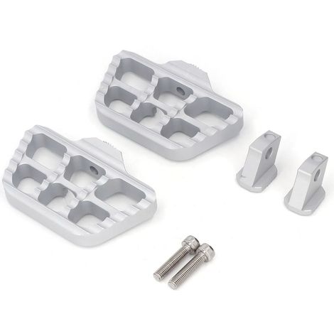 Jeu de 2 repose-pieds larges moto R18 2020-2022, platines CNC en aluminium inoxydable argenté, remplacement pédale repose-pied conducteur, accessoire robuste. (1/5)
