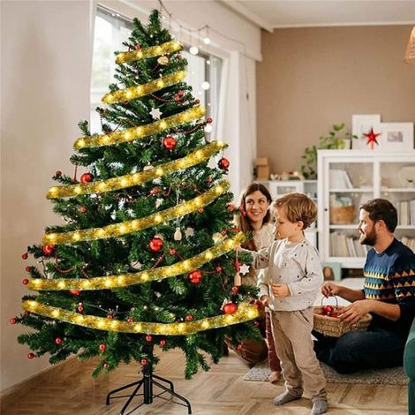Ruban Sapin Noël Pailleté LED Guirlande Lumineuse pour Decoration Sapin Noel - (lumière chaude) Longueur: 100m (1/4)