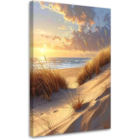 Stampe su Tela, Spiaggia e dune al tramonto Paesaggio marino tranquillo, 20x30 (1/5)
