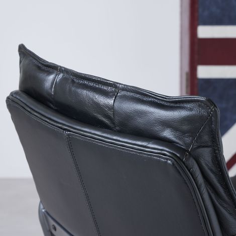 Chaise de bureau ergonomique en cuir avec roulettes et accoudoirs en chêne, fauteuil roulant réglable en hauteur avec fonction pivotante pour cadres. (1/4)