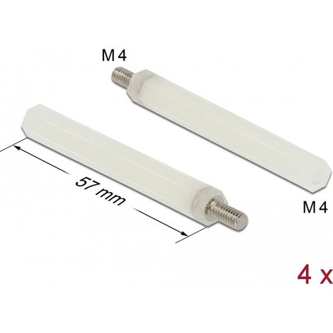 Delock Separador M4 x M4, hexagonal, interior / exterior, 57 mm natural 4 piezas