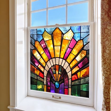 Film de confidentialité coloré pour vitres, 50×50cm, pour la décoration de fenêtres en verre, film à adsorption électrostatique. (1/5)
