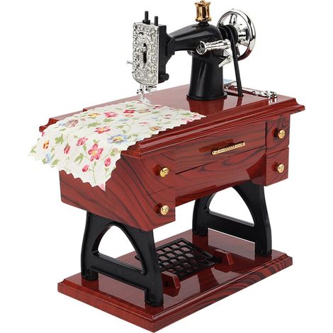 Boîte à Musique Machine à Coudre, Mini Boîte à Musique Vintage, Créatif boîte à Musique Mécanique, pour Le Cadeau de Mariage d'anniversaire de Décoration de Bureau (1/5)