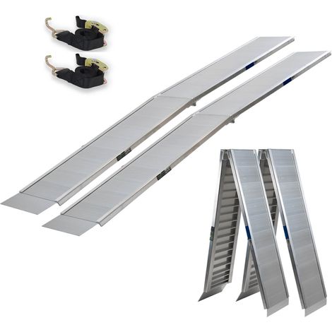 TRUTZHOLM 2 x Auffahrrampen klappbar 307 cm extra lang 900 kg Alu grau geriffelt Motorradrampen (1/5)