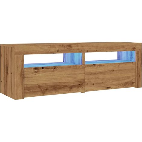 Mobile TV multimediale Scaffale TV Credenza TV Sala da pranzo Soggiorno Camera da letto con luci a LED Legno composito di rovere lavorato a mano Marrone 020026709