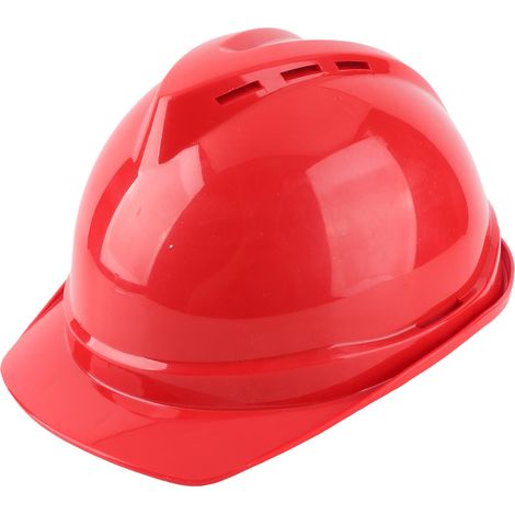 Casque de sécurité haute résistance en ABS type V avec visière renforcée et respirant, idéal pour la construction (rouge). (1/5)