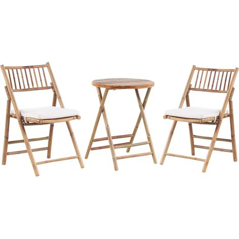 Bistro Set klappbar SAVELLETRI Bambus Braun
