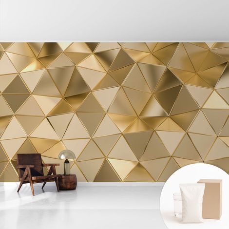 Fototapete - Tapete Vliestapete mit Kleber - Wandtapete Moderne Wandbild Schlafzimmer Wohnzimmer Dreieckige Muster 416x254 cm (1/5)