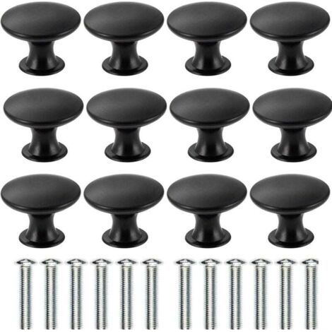 Set mit 12 antiken Schubladenknöpfen aus Messing, 30 mm Durchmesser, Küchenmöbelgriff, Schranktürgriff (schwarz)