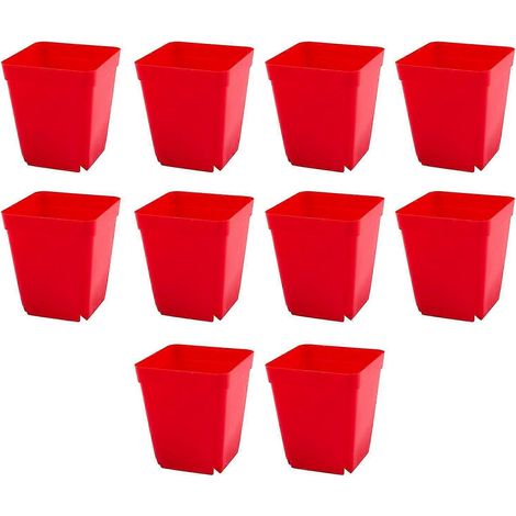 Lot de 10 pots à bonsaï carrés en plastique pour jardin et décoration intérieure.-Red (1/4)