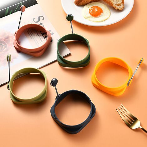 Anneau à œufs en silicone alimentaire - 5 couleurs différentes - permet de cuire des œufs de formes différentes - 8,5 cm (1/5)