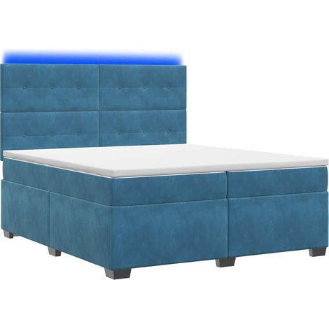 Maison Exclusive - Lit boxspring avec matelas Bleu 200 x 200 cm Velours (1/5)