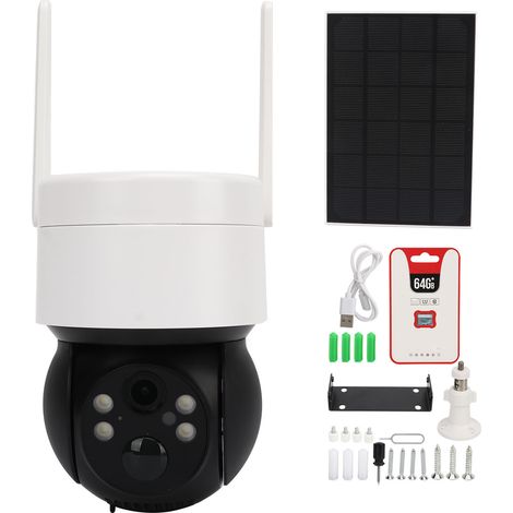 Caméra de surveillance solaire IP65 étanche sans fil vision nocturne infrarouge HD pour extérieur (1/5)