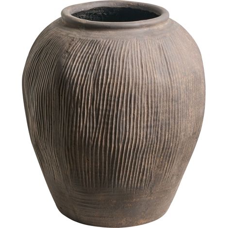 Flower Vase Brown Fibre Clay Painted Indoor and Outdoor Round Shape Modern Design Living Room KATERINI (1/5)