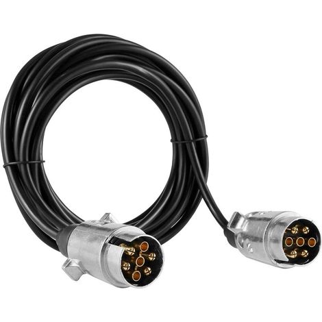 Câble d'extension pour remorques Caravane Camping-Car,Faisceau Remorque 7 Broches Rallonge 6M Cable Remorque avec Métal Prise 7 Broches Male a Male,Câble de Rallonge Remorque(SKC06MM) (1/5)
