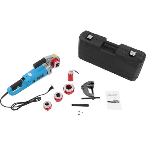 Máquina roscadora de tubos, motor de 2000 W, 4 cabezales de roscado, color azul. (1/2)