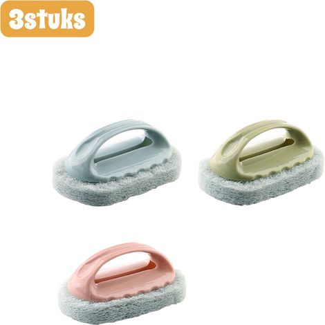 ZHIJIA PREMIUM Lot de 3 tissus maillés double usage baignoire carrelage cuisine éponge brosse vaisselle nettoyage rose vert bleu (1/5)