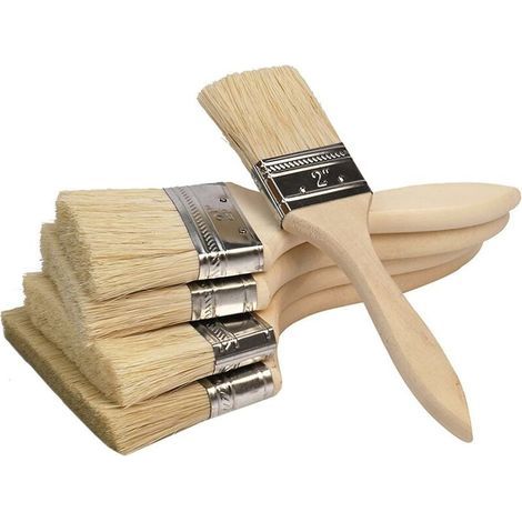 Lot de 5 Pinceaux De Peinture avec Manche en Bois, Qualité Supérieure, pour Décoration Murale, pour Armoire, Châssis, Décoration De Maison Bordure De Garniture De Rénovation (2 3 4 5 6 Pouces) (1/4)
