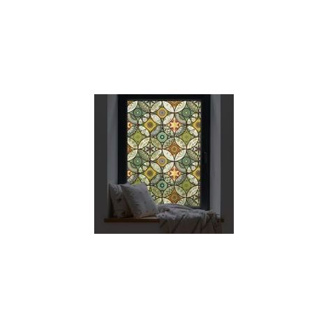 Dekorative Fensteraufkleber, Sonnenschutz, farbenfrohe Kreismuster, antistatisch haftend, geeignet für Duschräume