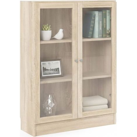 Dmora - Libreria Amphan, Scaffale da ufficio, Mobile portalibri, Biblioteca, 79x28 h107 cm, Quercia