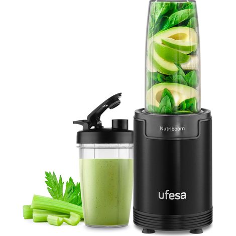 Ufesa BS2500 Nutriboom Frullatore da tavolo Individuale, Estrattore di Nutrienti Multifunzione, 900 W di potenza, Frullati e Smoothies, Include 6 accessori, Lame in Acciaio Inox (1/5)