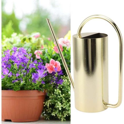 1500ml Long Spout Plant Watering Can Large Capacity Watering Kettle Stainless Steel Pot Gardening Supplies Gold Color MUMU (1/4)