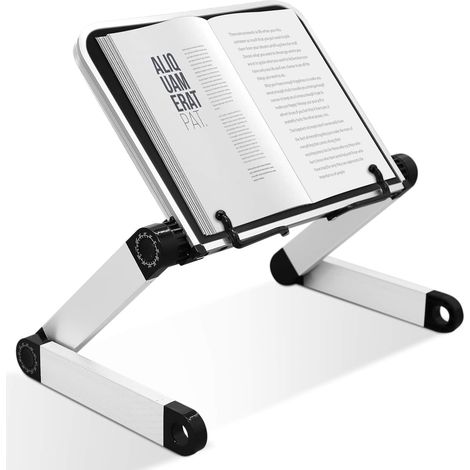 Supporto regolabile per laptop con fermagli per pagine, scaffale ergonomico regolabile in altezza e angolazione per libri di testo, libri di cucina, riviste, laptop (1/5)