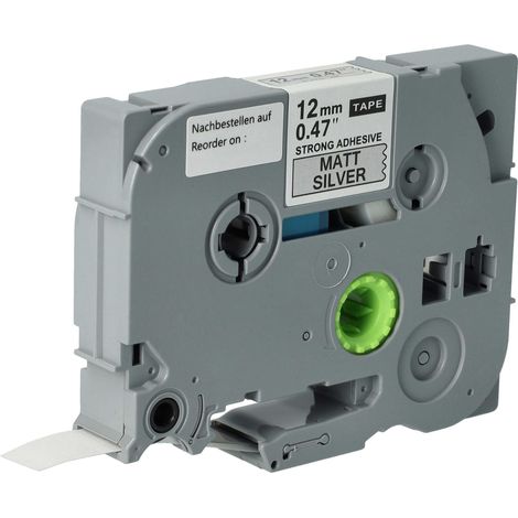 vhbw Label Tape compatible with Brother PT P950NW, P950W Label Printer 8m x 12 mm, Black on Matt-Silver, Extra Strong, Laminated (1/4)