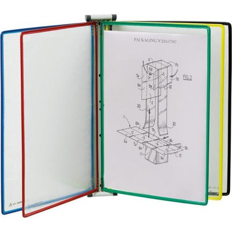 Supporto da parete con 10 lavagne colorate ordinate con cornice in filo metallico, rivestito in plastica (1/5)