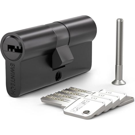 Cylindre européen 45/55mm laiton avec 5 clés, anti-perçage, noir