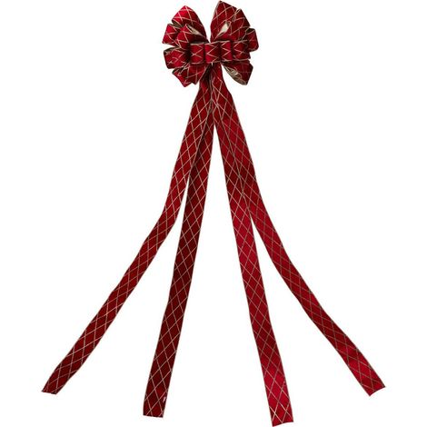 Dekorative Schleife für den Weihnachtsbaum, roter Weihnachtsschmuck, große Spitze, 130 cm (1/4)