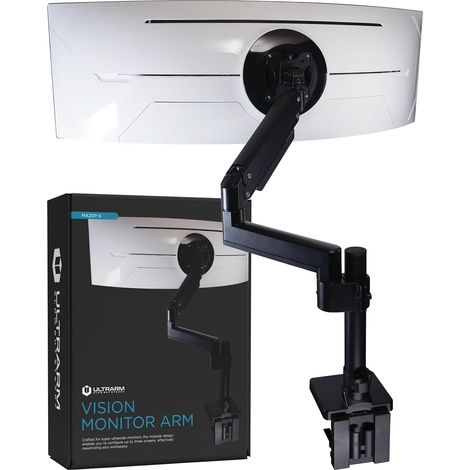 Bras de Moniteur Ultra-Large incurvé, Robuste, Design modulaire Max 57", 20 kg, écrans 900R, VESA 100x100, évolutif, hauteur réglable pneumatique, pince C (1/5)