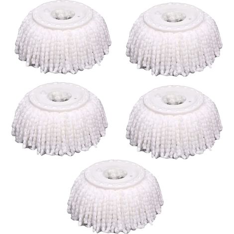 Juego de 5 cabezales de repuesto de microfibra para mopa, universales para la mopa mágica 360°, forma redonda, tamaño estándar. (1/5)