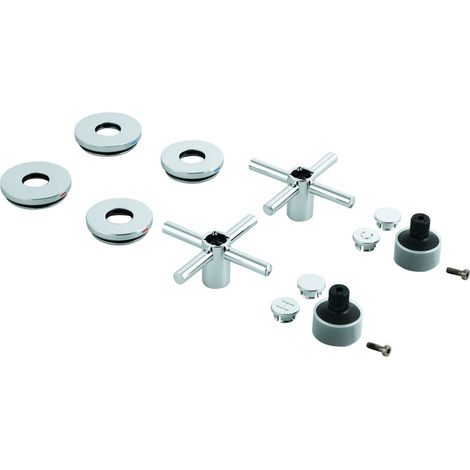 Grohe Kreuzgriff für Atrio, Markierung Blau/Rot, mit Griffbefestigung, Satin Steel, 48406MS0 (1/2)