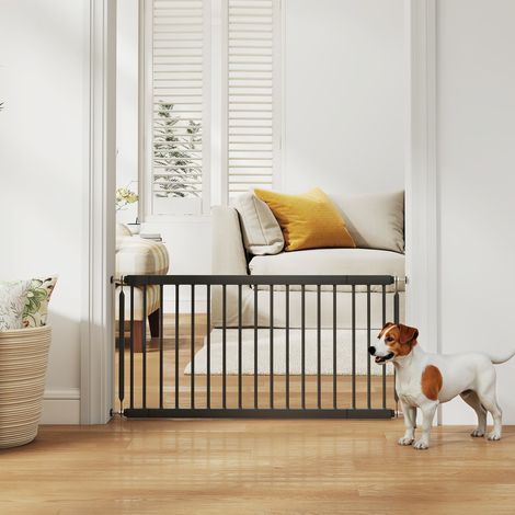 Barrière de sécurité extensible pour petits chiens, 67-93,5 cm, hauteur 45 cm, pour portes et escaliers, noire (1/5)