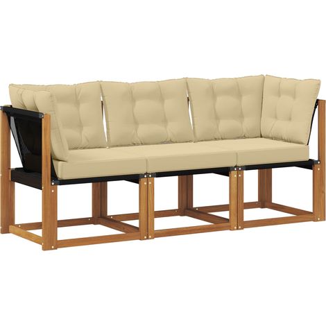 Maison Exclusive - Outdoor Mittel- und Ecksofa mit Kissen 3 Stück
