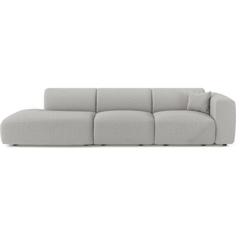 Canapé droit 310cm 5 places en tissu tramé gris clair MYRA (1/5)
