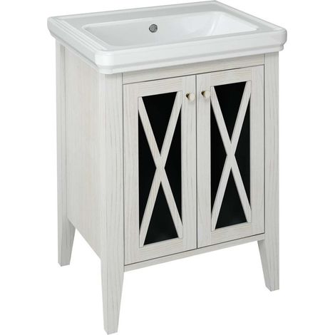 Sapho Cross - Mobiletto sottolavabo, 55x81x43 cm, 2 ante, bianco antico CR260 (1/5)