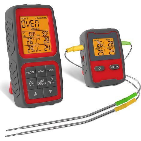 TONYSA Kitchen Thermometer with Dual Probes, Timer and Preset Temperature, Instant Read Digital Cooking Thermometer with LCD Screen for BBQ/Smoker/Grill/Oven (1/5)