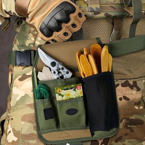 Sac de ceinture pour outils - - Unisexe - Grande poche zippée - 5 petites poches - Ceinture réglable (1/4)