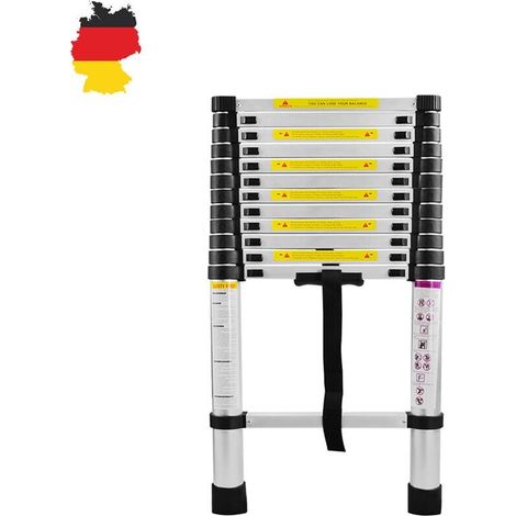 Échelle télescopique 3.8m Échelle Télescopique Aluminium Multi-Fonction Échelle Pliable Portable et Pliante HENGMEI-DOU