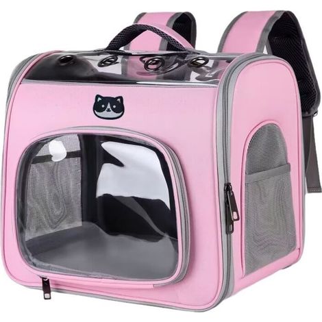 Sac à dos pliable pour chats et chiens – sac de transport ventilé – conception légère en polyester – Rose