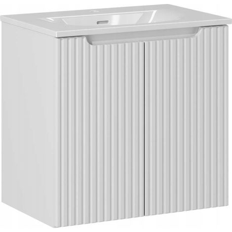 Meuble suspendu 2 portes avec vasque encastrée NOVA 50 cm-Blanc-Largeur 50 cm (1/5)