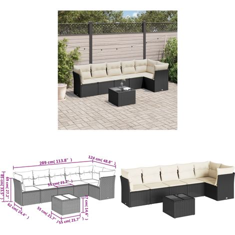 7-tlg. Garten-Sofagarnitur mit Kissen Schwarz Poly Rattan - Gartengestelle - Gartenmöbelset - Lounge Set - Rattan Möbel - Gartenlounge - Home & Living (1/3)